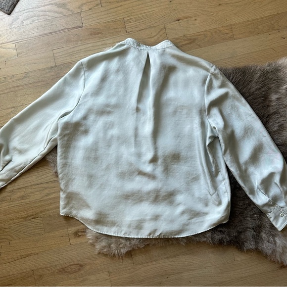 Express Light Seafoam Green Button Down Top - Size Medium - Collarless - Picture 2 of 4